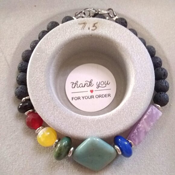7 Chakra Bracelet ~ Balance Your Energy ~ Cool Calm & Collected Meditations 7-8" - Picture 6 of 9